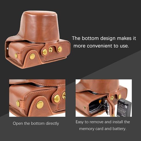 MUZIRI KINOKOO ZFC Case PU Leather Protective Camera Case Cover- Compatible for NIKON Z fc/Zfc and 16-50mm f/3.5-6.3 or 28mm f/2.9 SE Lens - Coffee in Kuwait