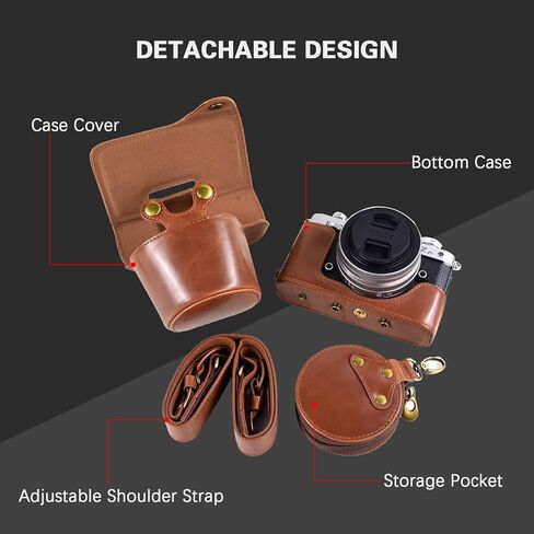 MUZIRI KINOKOO ZFC Case PU Leather Protective Camera Case Cover- Compatible for NIKON Z fc/Zfc and 16-50mm f/3.5-6.3 or 28mm f/2.9 SE Lens - Coffee in Kuwait