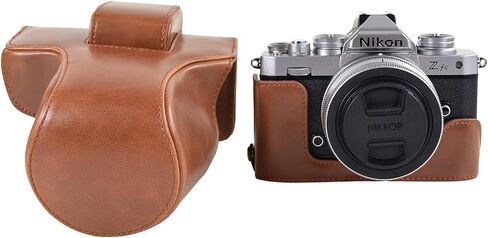 MUZIRI KINOKOO ZFC Case PU Leather Protective Camera Case Cover- Compatible for NIKON Z fc/Zfc and 16-50mm f/3.5-6.3 or 28mm f/2.9 SE Lens - Coffee in Kuwait