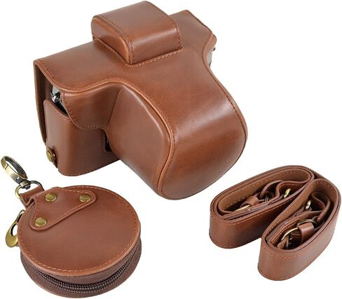 MUZIRI KINOKOO ZFC Case PU Leather Protective Camera Case Cover- Compatible for NIKON Z fc/Zfc and 16-50mm f/3.5-6.3 or 28mm f/2.9 SE Lens - Coffee in Kuwait