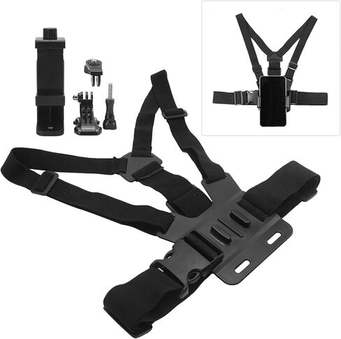 حزام تثبيت على الصدر، حامل على الجسم متوافق مع الهواتف المحمولة ذات الكاميرا الرياضية، حامل مشبك هاتف قابل للتعديل مع دعامة تثبيت حزام الصدر in Kuwait