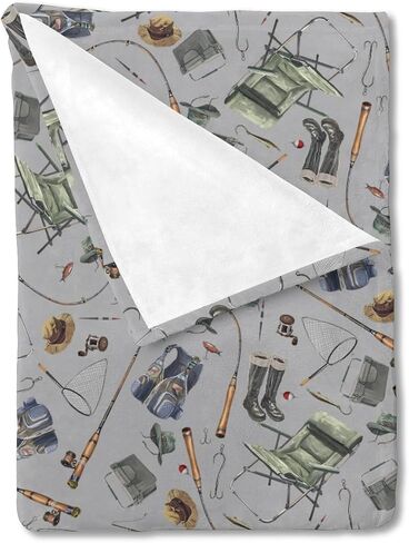 Fishing Baby Blanket for Boys Fishing Lovers Gift Flannel Soft Swaddle Blanket Fishing Nursery Bedding Blankets Lightweight Receiving Blankets Daycare Toddler Nursery Crib Throw Blanket Grey 30x40 in Saudi Arabia