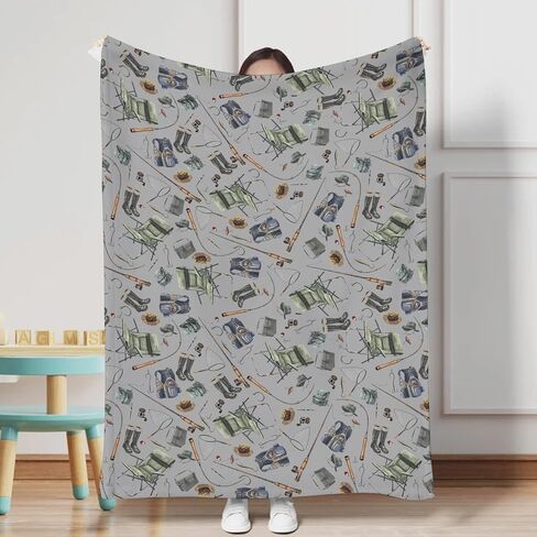 Fishing Baby Blanket for Boys Fishing Lovers Gift Flannel Soft Swaddle Blanket Fishing Nursery Bedding Blankets Lightweight Receiving Blankets Daycare Toddler Nursery Crib Throw Blanket Grey 30x40 in Saudi Arabia