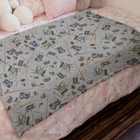 Fishing Baby Blanket for Boys Fishing Lovers Gift Flannel Soft Swaddle Blanket Fishing Nursery Bedding Blankets Lightweight Receiving Blankets Daycare Toddler Nursery Crib Throw Blanket Grey 30x40 in Saudi Arabia