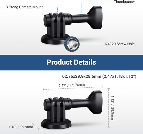 3-Pack 1/4"-20 Tripod Mount Adapter for Action Camera GoPro Hero 12 11 10 9 8 7, DJI Osmo Action 4 3, Insta360 Ace Pro, Action Camera Clamp Adapter Mount on Standard 1/4 Tripod Selfie Stick Ball Head in Kuwait