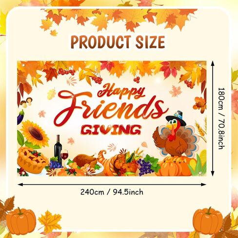 Happy Friendsgiving Backdrop Fall Pumpkin Turkey Photography Background Friendsgiving Thanksgiving Party Decorations Photo Studio Props 70.8 x 43.3 inch in Saudi Arabia