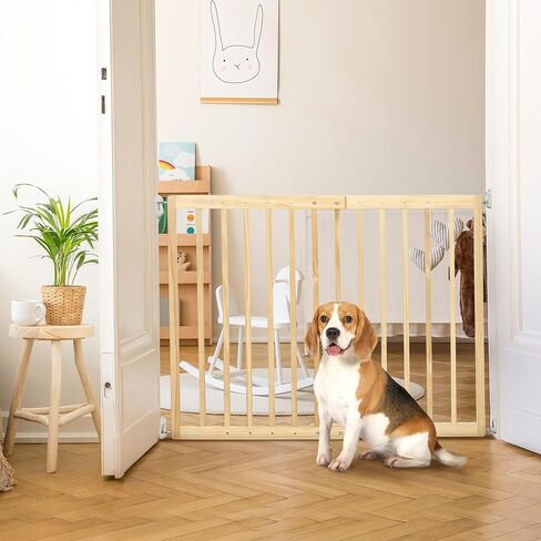بوابة PawHut للحيوانات الأليفة بعرض 24 بوصة - 40 بوصة، بوابة خشبية للكلاب للسلالم والممرات والمداخل للكلاب الصغيرة والمتوسطة in Kuwait