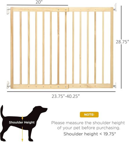 بوابة PawHut للحيوانات الأليفة بعرض 24 بوصة - 40 بوصة، بوابة خشبية للكلاب للسلالم والممرات والمداخل للكلاب الصغيرة والمتوسطة in Kuwait