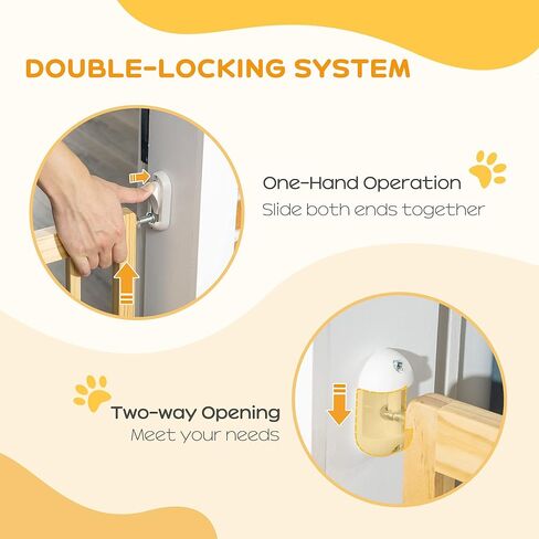 بوابة PawHut للحيوانات الأليفة بعرض 24 بوصة - 40 بوصة، بوابة خشبية للكلاب للسلالم والممرات والمداخل للكلاب الصغيرة والمتوسطة in Kuwait