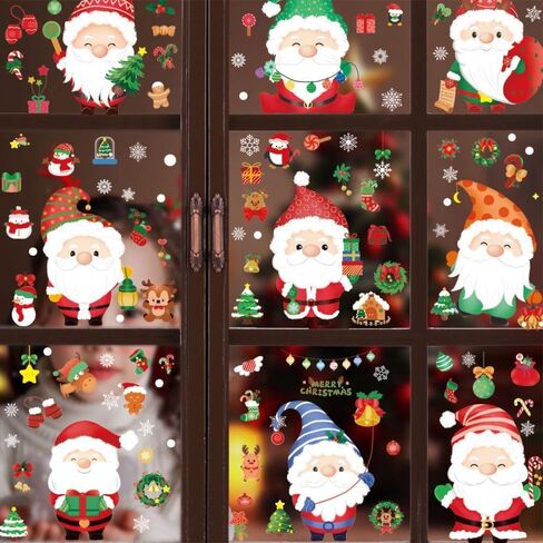 81Pcs Christmas Candy Cane Peppermint Candy Thick Gel Window Clings Stickers, Double Side Removable Christmas Window Decorations for Glass Windows Xmas Holiday Home Office Party Decor in Saudi Arabia