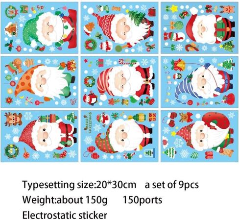 81Pcs Christmas Candy Cane Peppermint Candy Thick Gel Window Clings Stickers, Double Side Removable Christmas Window Decorations for Glass Windows Xmas Holiday Home Office Party Decor in Saudi Arabia