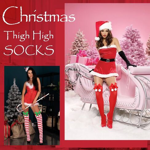 Zando Striped Thigh High Socks for Women Striped Knee High Socks Cosplay Stockings Thigh Highs over the Knee Socks in Saudi Arabia