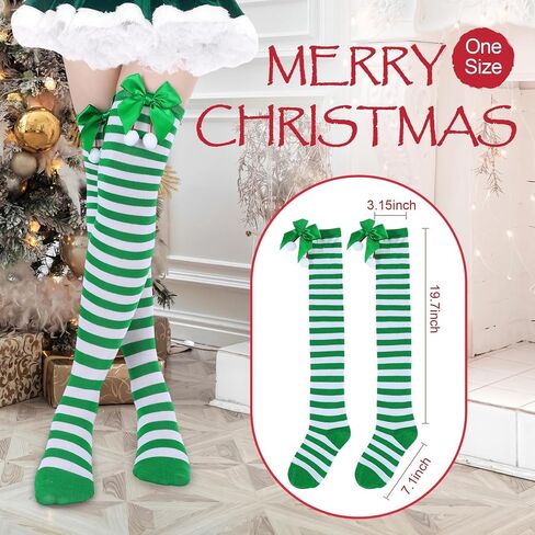 Zando Striped Thigh High Socks for Women Striped Knee High Socks Cosplay Stockings Thigh Highs over the Knee Socks in Saudi Arabia