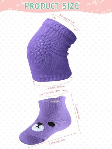 10 Pairs Baby Crawling Anti Slip Knee Pads and Anti Slip Baby Socks Set Unisex Toddler Knee Protectors Non Slip Ankle Socks in Saudi Arabia