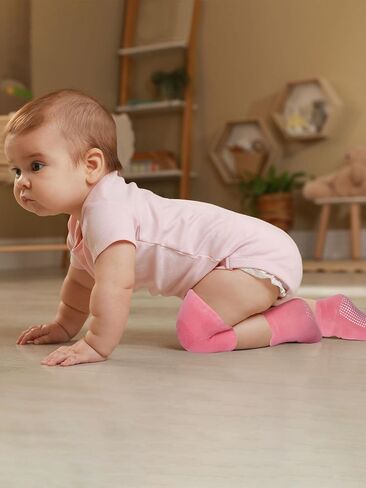 10 Pairs Baby Crawling Anti Slip Knee Pads and Anti Slip Baby Socks Set Unisex Toddler Knee Protectors Non Slip Ankle Socks in Saudi Arabia