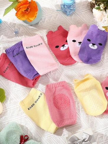 10 Pairs Baby Crawling Anti Slip Knee Pads and Anti Slip Baby Socks Set Unisex Toddler Knee Protectors Non Slip Ankle Socks in Saudi Arabia