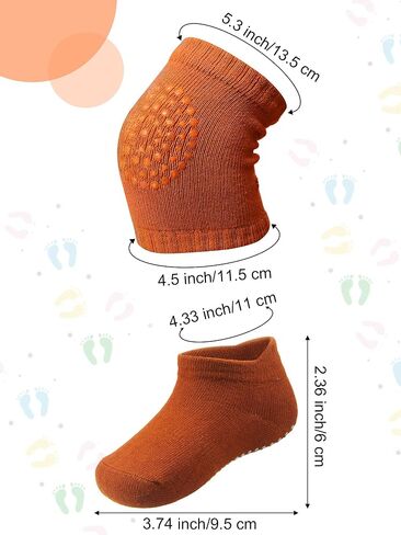 10 Pairs Baby Crawling Anti Slip Knee Pads and Anti Slip Baby Socks Set Unisex Toddler Knee Protectors Non Slip Ankle Socks in Saudi Arabia