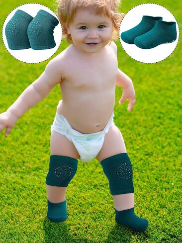 10 Pairs Baby Crawling Anti Slip Knee Pads and Anti Slip Baby Socks Set Unisex Toddler Knee Protectors Non Slip Ankle Socks in Saudi Arabia