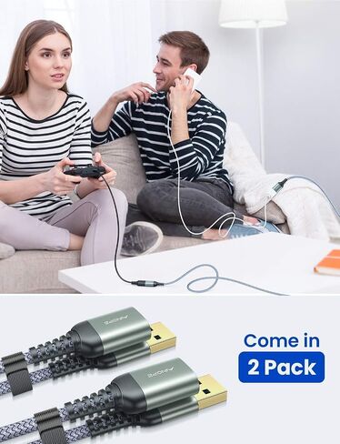 AINOPE 2 Pack USB Extensions Cable High Speed USB 3.0 Extension Cord Type A Male to Female Sturdy Braided Material Fast Data Transfer Compatible with USB Keyboard,Mouse,Flash Drive,Grey,1.5FT+1.5FT in Saudi Arabia