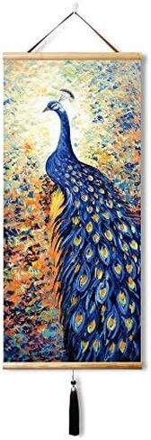 japanese scroll wall art chinese wall art asian wall scroll Peacock for Home Decorations in Saudi Arabia