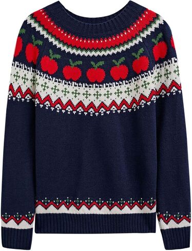 CHICWISH Women Pumpkin Print Long Sleeves Knit Sweater Crewneck Casual Pullover Tops Fall Halloween Party Sweatershirt in Saudi Arabia
