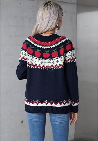 CHICWISH Women Pumpkin Print Long Sleeves Knit Sweater Crewneck Casual Pullover Tops Fall Halloween Party Sweatershirt in Saudi Arabia