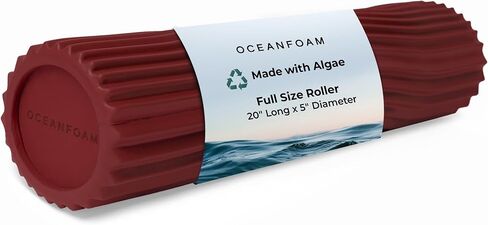 Oceanfoam Tidal Roller - أسطوانة إسفنجية لتدليك العضلات لآلام الظهر والتمدد - مموج مريح وواسع - اليوغا وألعاب القوى والعافية - حجم كامل، 20 بوصة × 5 بوصة - رخامي أحمر in Kuwait