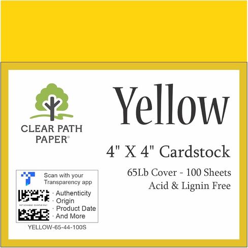 Lemon Yellow Cardstock - 4 x 4 inch - 65Lb Cover - 100 Sheets - Clear Path Paper in Saudi Arabia