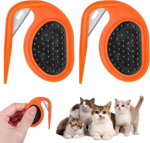 Qianyu 2 Pcs Pet Knot Opener Cat Knotting Cutter Comb Dog Grooming Mat Split Pet Hair Shedding Tool Supplies with Anti-Slip Grip Gadgets for Removing Mats Salon Home Pet Hair Caring in Saudi Arabia