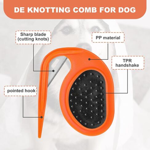Qianyu 2 Pcs Pet Knot Opener Cat Knotting Cutter Comb Dog Grooming Mat Split Pet Hair Shedding Tool Supplies with Anti-Slip Grip Gadgets for Removing Mats Salon Home Pet Hair Caring in Saudi Arabia