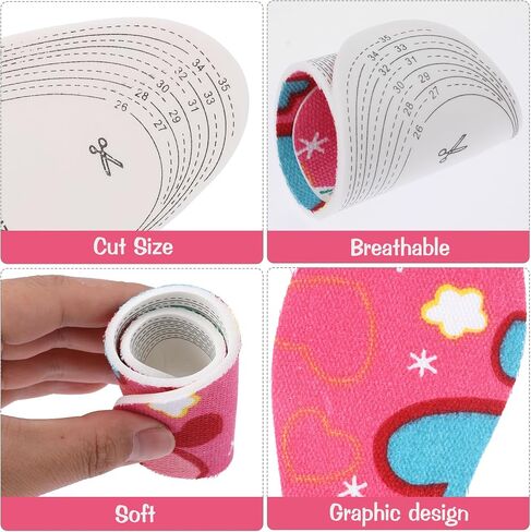 4 Pairs Shoe Insoles for Kids Fun Design Shoe Inserts Replacement Breathable Soft Comfortable Children Shoe Soles Cut to Fit Any Sizes for Everyday Use Smell Fresh in Saudi Arabia