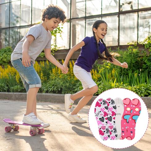 4 Pairs Shoe Insoles for Kids Fun Design Shoe Inserts Replacement Breathable Soft Comfortable Children Shoe Soles Cut to Fit Any Sizes for Everyday Use Smell Fresh in Saudi Arabia