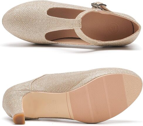 DADAWEN حذاء نسائي ذو كعب متوسط ​​ماري جين بمقدمة مغلقة فستان مضخات T-حزام مريح بمقدمة مستديرة وحفلات العمل وحفلات الزفاف in Kuwait