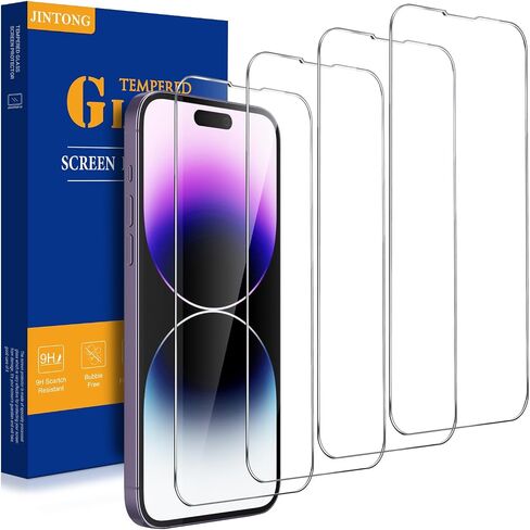 JINTONG 4 Pack Tempered Glass Screen Protector for iPhone 14 (6.1 Inch) Tempered-Glass Film, Ultra HD, Scratch Resistant, Case Friendly, Bubble Free in Saudi Arabia