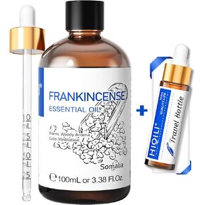 HIQILI 100ML Frankincense Essential Oil, Relaxing, Skin Care, Camp Atmosphere Creation, Can be Added to Body Lotions, Creams, Aromatherapy Use - 3.38 fl. oz