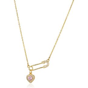 Safety Pin Necklace Dainty Gold Necklace for Women Safety Pin Necklace Mental Health Safety Pins with Charms Stocking Stuffers for Women Christmas Gifts 2024