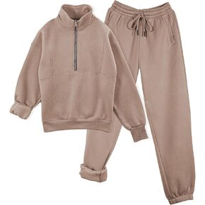 Womens Sweatsuits Fleece Lined Jogging Sweatpants and Half Zip Sweatshirts 2 Piece Matching Sweat Sets