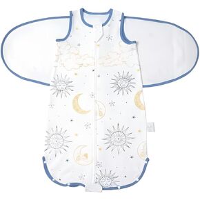 WONDERLAND Premium Cotton Baby Girls, Baby Boys Swaddle Sleep Sack, Baby Wearable Blanket (Grey/Blue Rabbit, 1-Pack)