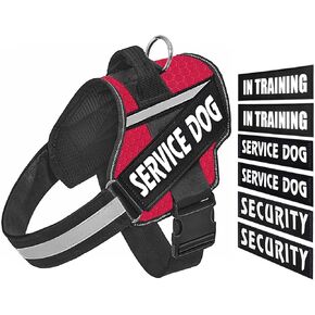 Service Dog Vest,No-Pull Pet Dog Harness with Handle,6 Dog Patches,Night Safe Reflective Straps,Adjustable Nylon Service Dog in Training Vest for Small Medium Large Breed Dogs (Pink, L)