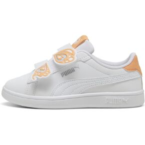 PUMA Smash Hook and Loop Sneaker, Peach Smoothie White, 12 US Unisex Little Kid