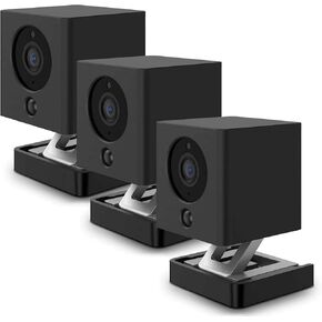 غلاف سيليكون HOLACA لكاميرا Wyze Cam Wyze Cam V2 - يأتي مع دعامة تثبيت سريعة على الحائط - غطاء واقٍ مضاد للخدش - حماية إضافية لكاميرا Wyze (عبوتان، أسود)