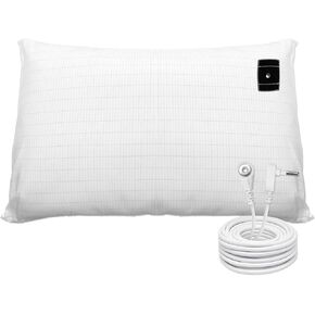 Grounded Pillowcase Cotton Pillowcase with Silver Fiber Electric Pillowcase for Improved Sleep and Pain Relief (20" x 30"), White