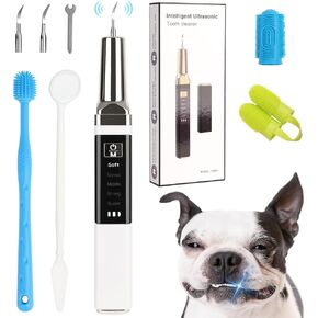 Plaque Remover for Teeth,Updated Dog Teeth Cleaning kit,Tartar Remover for Dog Tooth,5 Modes Ultrasonic Dental Tool Cleaner & Scraper for Pet Tooth with Led Light-White