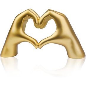 Aoligrace Heart Hands Sculpture, Love Finger Aesthetic Room Decor, Gold Decor for Living Room Bedroom Bookshelf, Wedding Anniversary Birthday Gifts for Women Girls (Gold A)