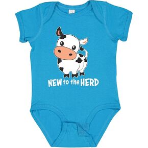 inktastic New To the Herd- Cute Cow Baby Bodysuit