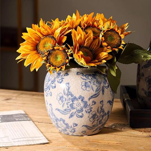 Ceramic Flower Vase, Vintage Home Decor Vases, Farmhouse Decorative Vases for Table, Shelf Bookshelf, Mantel, Entryway and Centerpieces in Kuwait