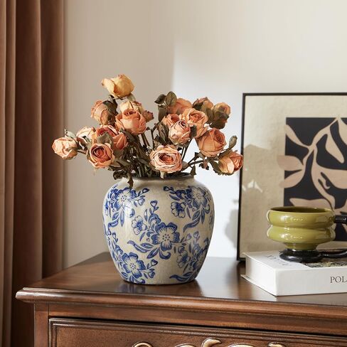Ceramic Flower Vase, Vintage Home Decor Vases, Farmhouse Decorative Vases for Table, Shelf Bookshelf, Mantel, Entryway and Centerpieces in Kuwait