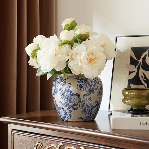 Ceramic Flower Vase, Vintage Home Decor Vases, Farmhouse Decorative Vases for Table, Shelf Bookshelf, Mantel, Entryway and Centerpieces in Kuwait