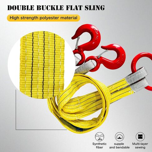 Heavy Duty Two Leg Bridle Web Sling 5ft 8800lbs Capacity Lifting Slings Straps with G80 Alloy Steel Grab Hooks Polyester Bridle Sling for Cargo Security Towing and Handling in Saudi Arabia