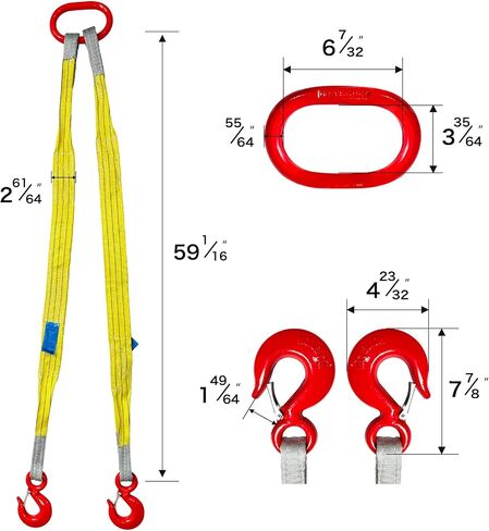 Heavy Duty Two Leg Bridle Web Sling 5ft 8800lbs Capacity Lifting Slings Straps with G80 Alloy Steel Grab Hooks Polyester Bridle Sling for Cargo Security Towing and Handling in Saudi Arabia
